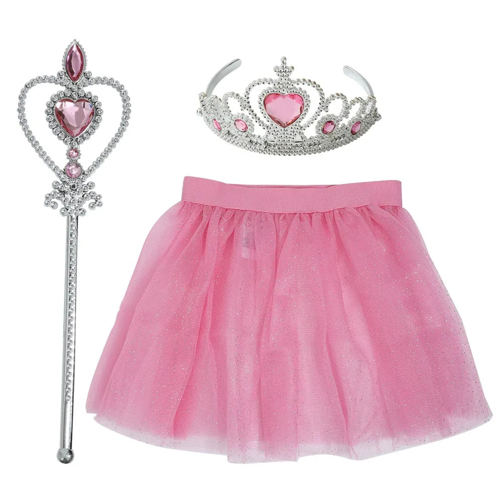Princess Tulle Tutu Skirt Tiara Crown and Magic Wand Set