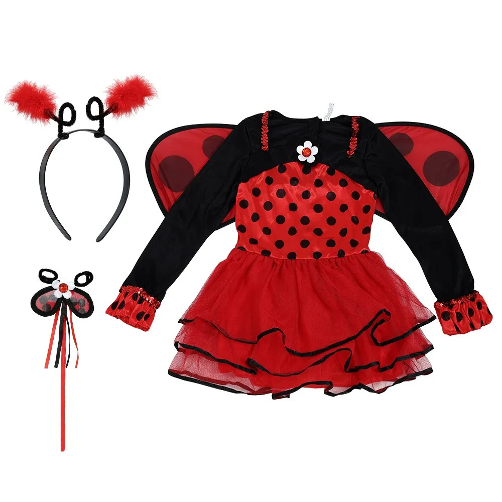 Girls Ladybird Little Bee Performance Costume with Wings cosplay