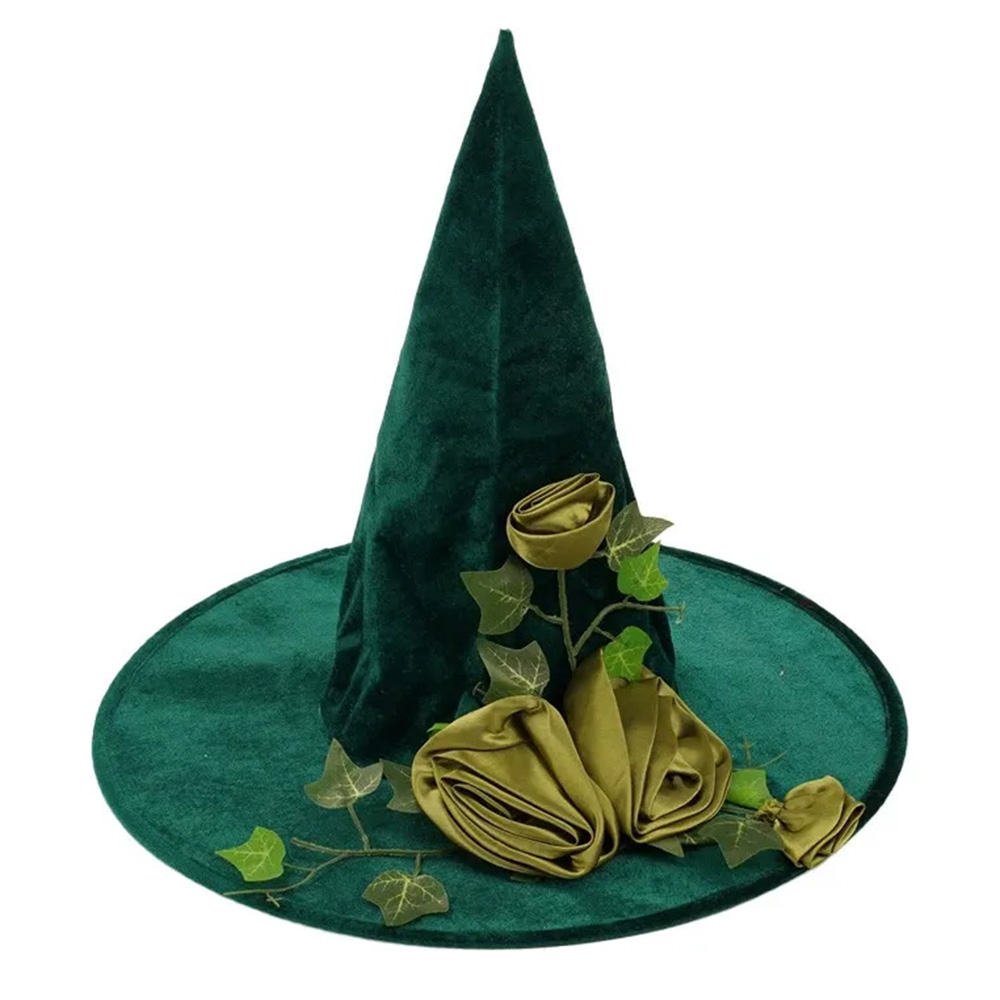 Halloween Green Witch Hat Cosplay Costume Wizard Cap