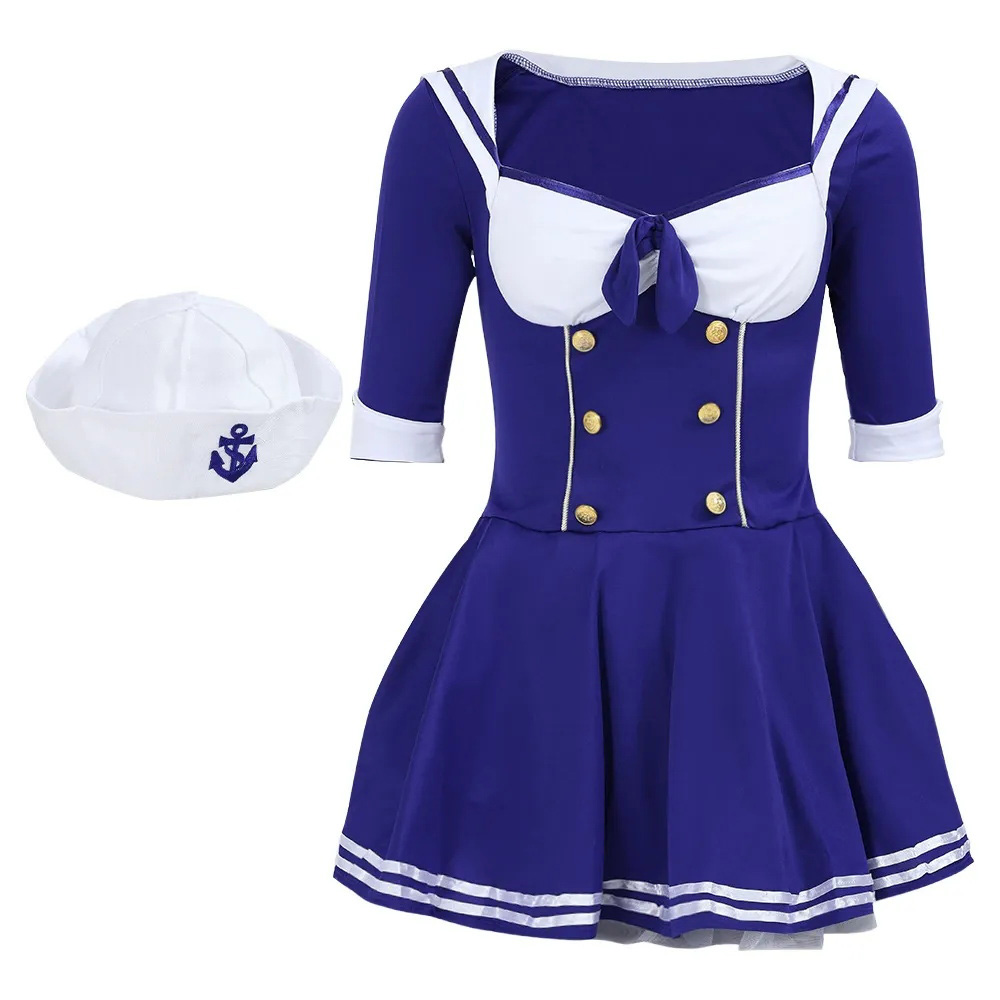 Women Sexy Sailor Suit Blue Navy Fancy Dress Costume