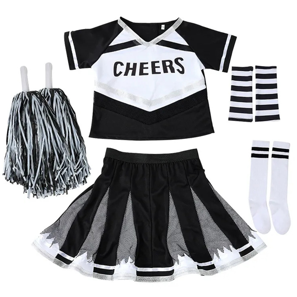 Girls Black Cheerleading Costume Set