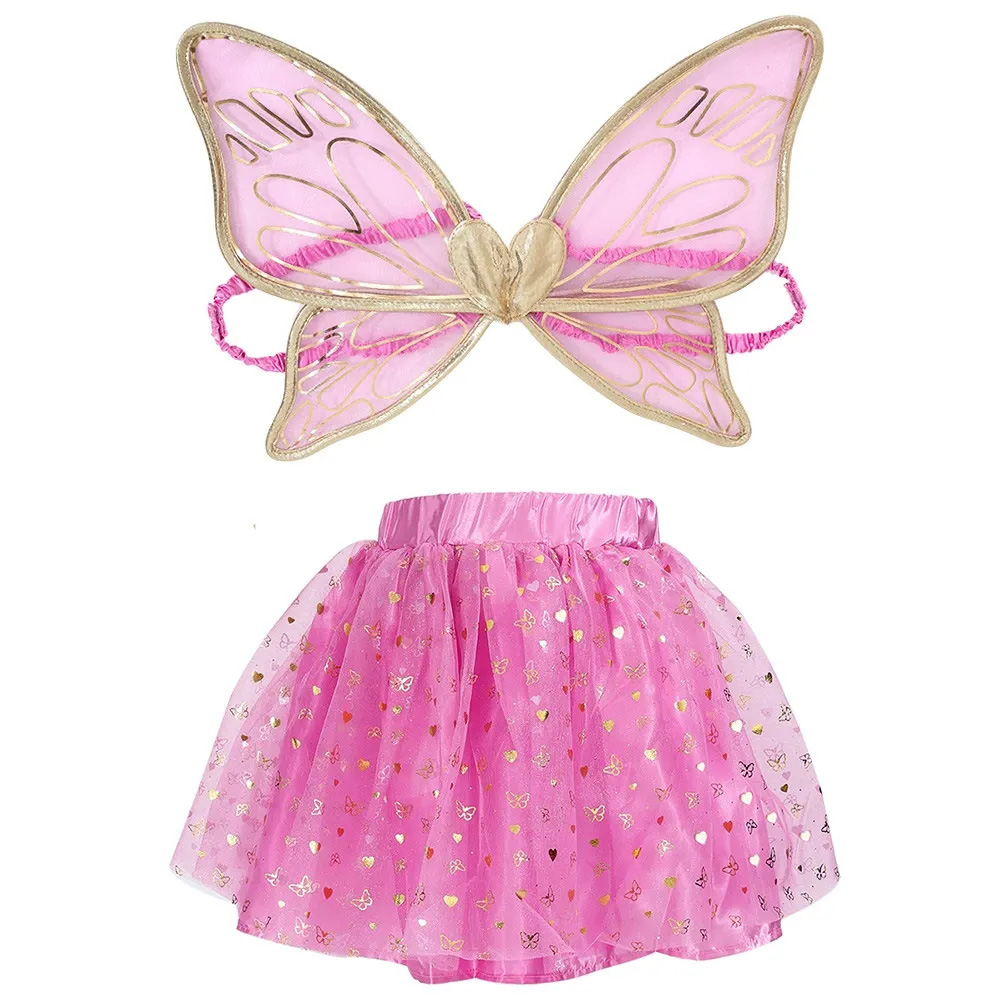 Pink Skirt and Wings Set Kids Fairy Costume