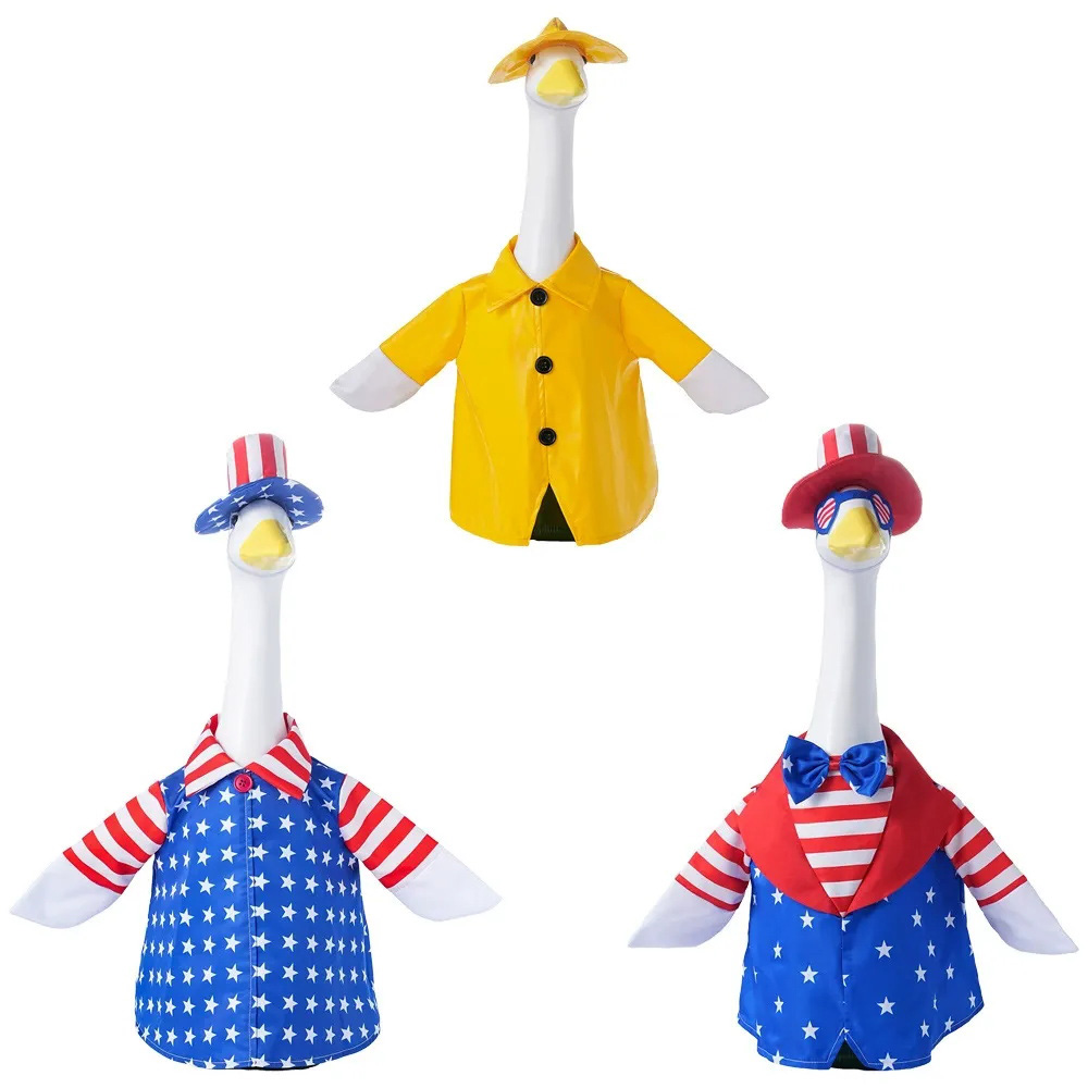 Yellow Raincoat & Independence Day Celebration Porch Goose Outfit