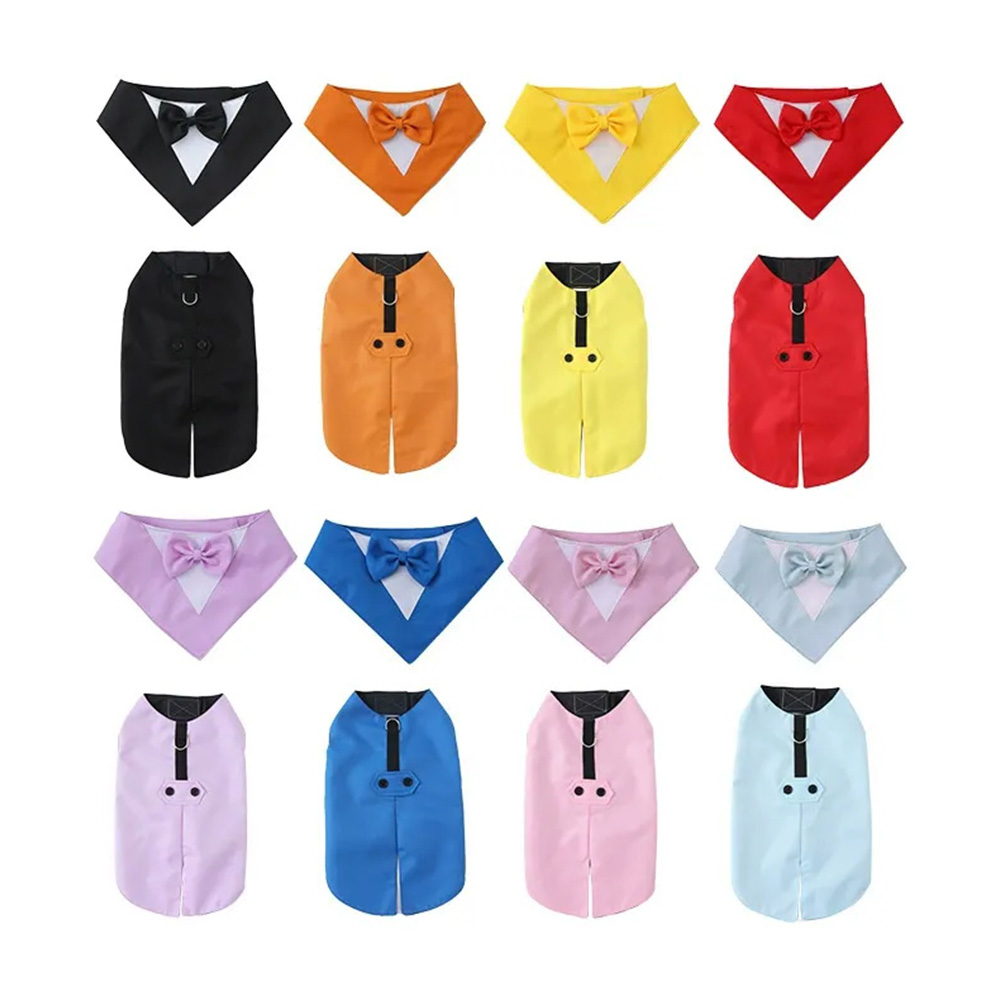 8 Colors Dog Tuxedo Suit and Bandana Set